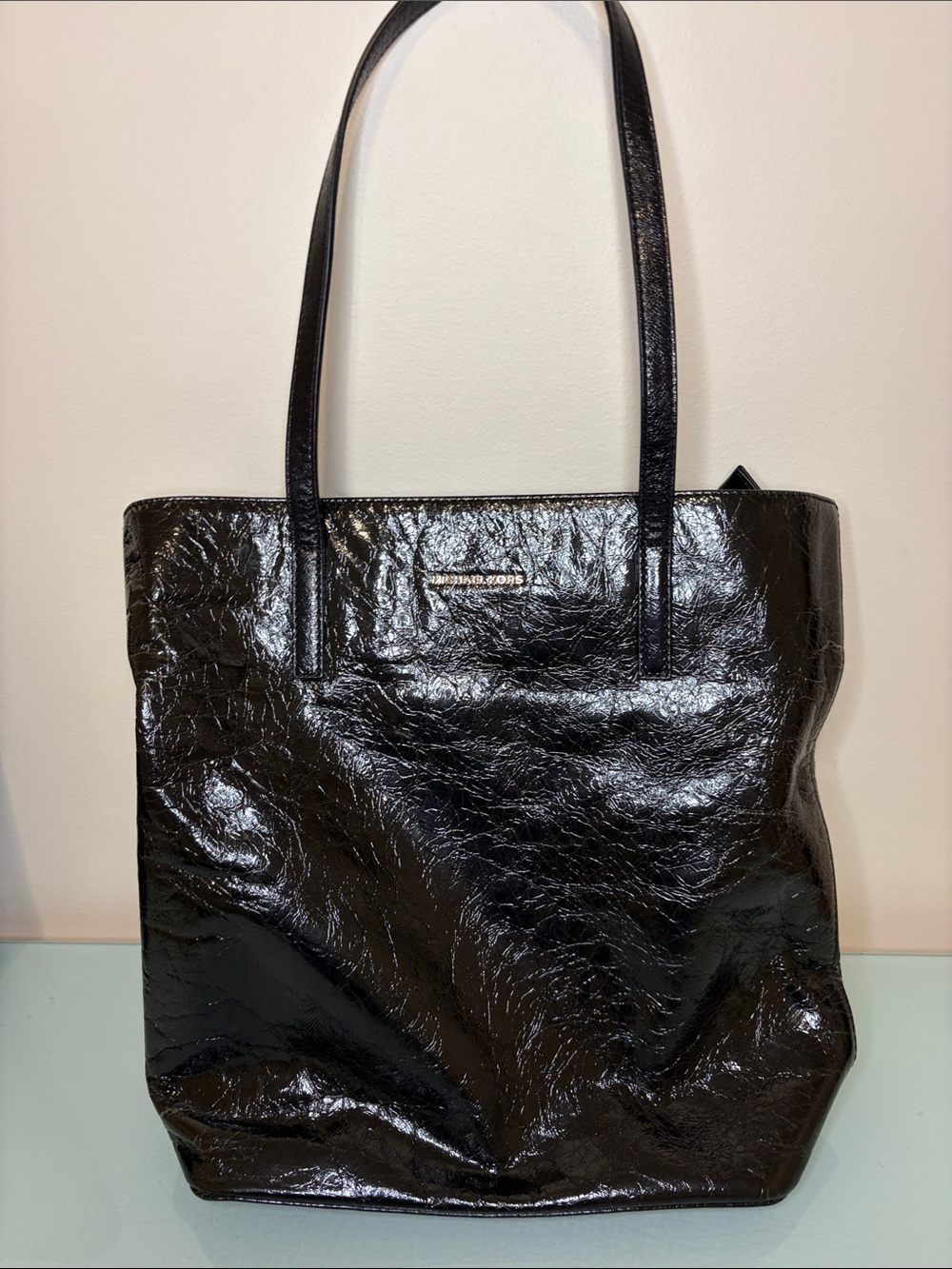 Michael Kors Black Patent Tote with Shoulder Straps